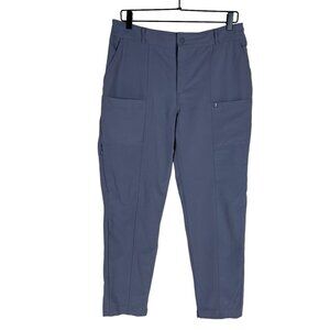 Jaanuu Womens Size Medium Scrub Pants Elastic Waist Grey Medical Gear Pockets‎